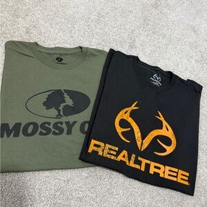 SET OF 2 MENS T SHIRTS REALTREE & MOSY OAK Size M/L GREEN & BLACK